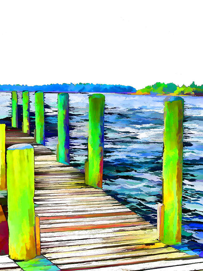 Fall Painting - Dock on waterfront  7 #1 by Jeelan Clark
