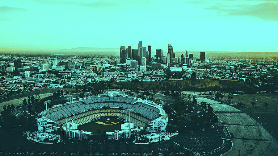 Major League Movie Photograph - Dodger Stadium And Los Angeles Skyline #1 by Mountain Dreams