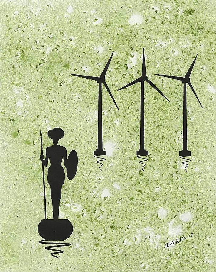Don Quixote vs the Windmills #1 Painting by Edwin Alverio