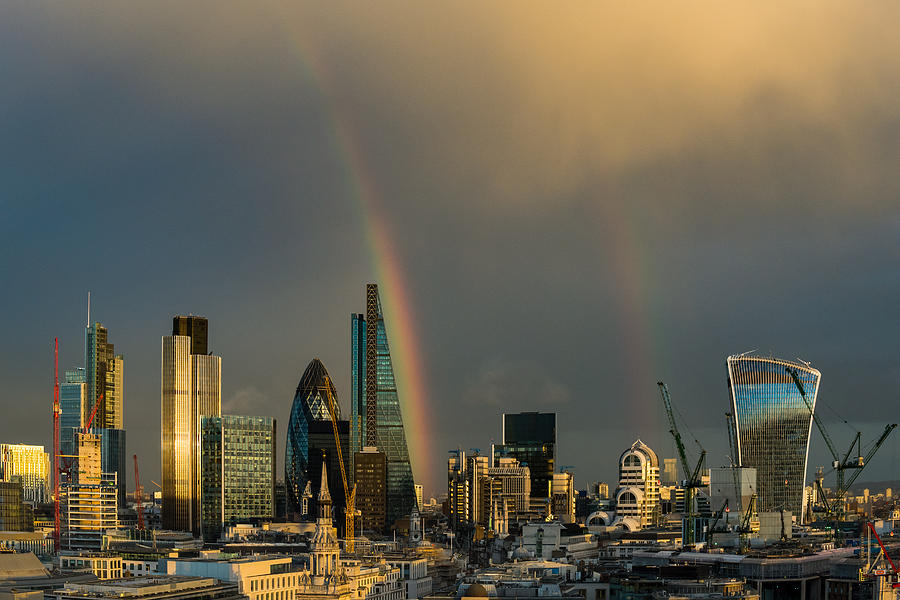 Double rainbow over the City of London #1 Photograph by Gary Eason