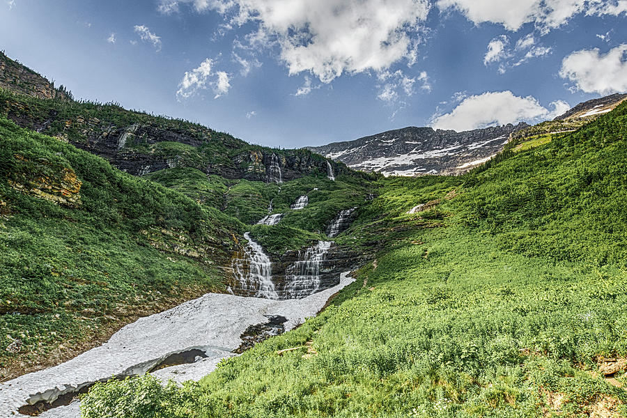 Double Waterfalls Glacier National Park Photograph by Donald Pash
