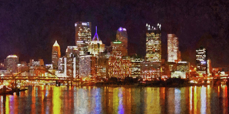 Downtown Pittsburgh on a Light Up Night #1 Digital Art by Digital Photographic Arts