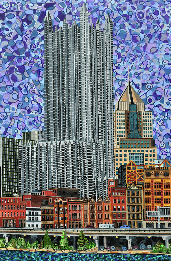 Downtown Pittsburgh - View from Smithfield Street Bridge #1 Painting by Micah Mullen