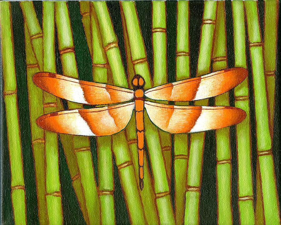 Dragon Fly and Bamboo Painting by Jane Whiting Chrzanoska