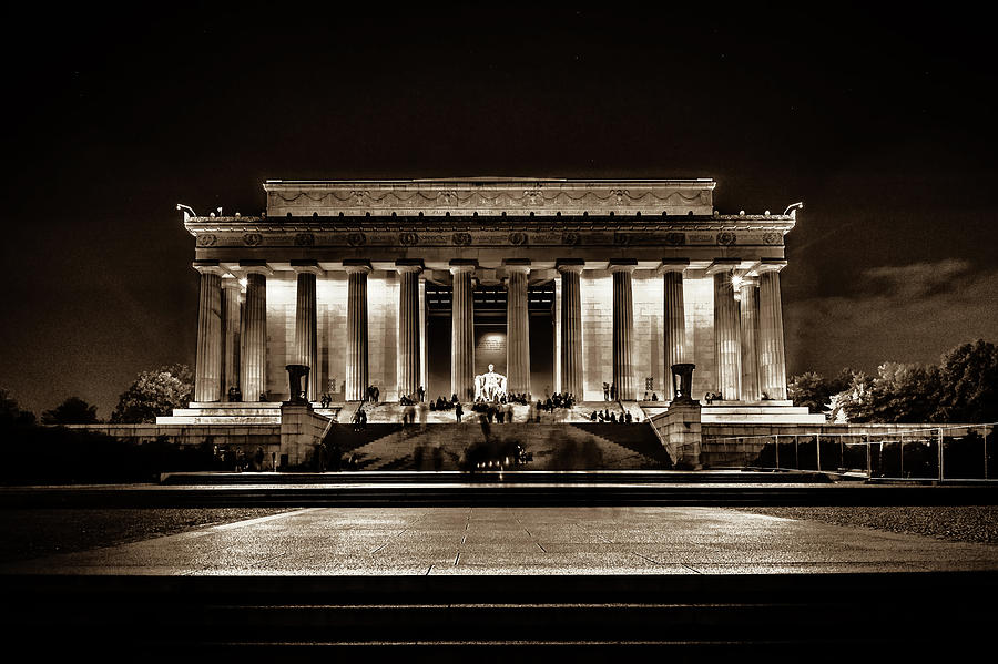 Dramatic And Moody Photo Of Lincoln Memorial At Night #1 Photograph by Alex Grichenko