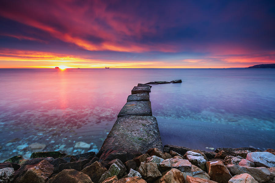 Sunset Photograph - Dramatic cloudscape over the sea #1 by Valentin Valkov