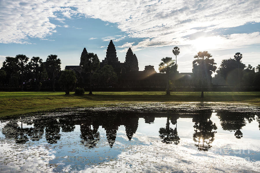 Dramatic sunrise over the famous Angkor Wat #1 Photograph by Didier Marti
