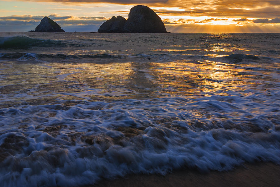 Sunset Photograph - Dramatic sunset Oregon Coast USA by Vishwanath Bhat