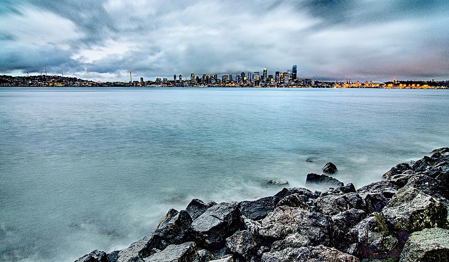 Dramatic View Of Seattle Skyline After Rain Storms #1 Photograph by Alex Grichenko