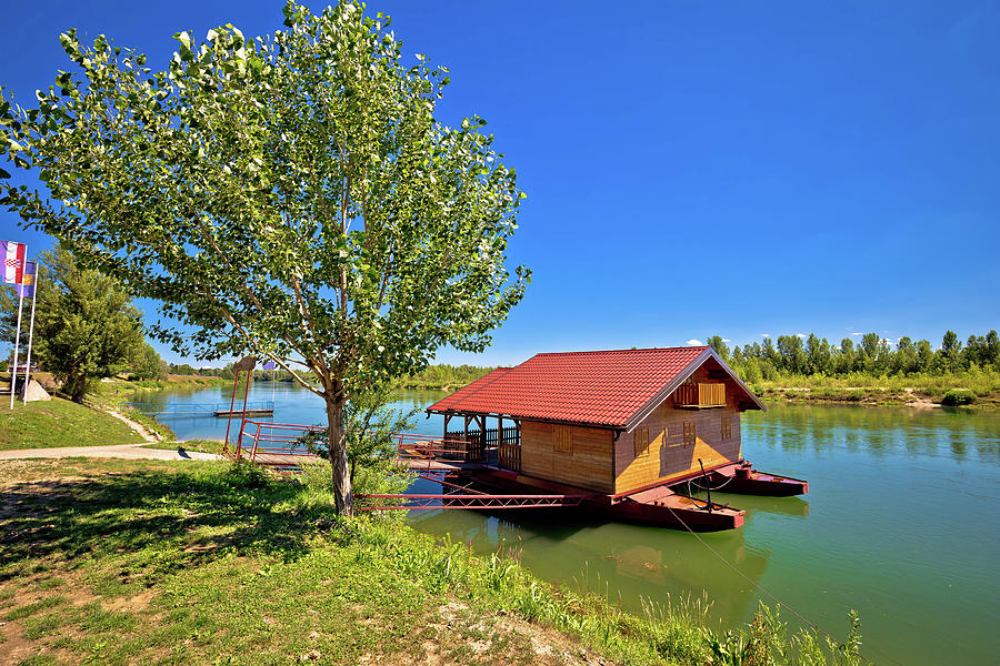 Drava river floating wooden cabin #1 Photograph by Brch Photography