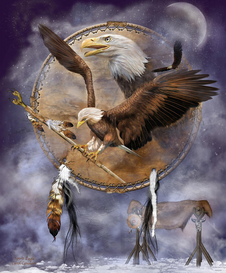 Dream Catcher - Spirit Eagle 2 Mixed Media by Carol Cavalaris