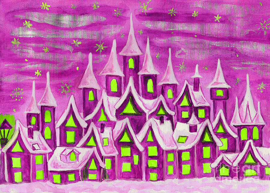 Dreamstown pink #3 Painting by Irina Afonskaya
