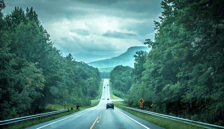 Driving Through Table Rock Park Mountains In South Carolina #1 Photograph by Alex Grichenko