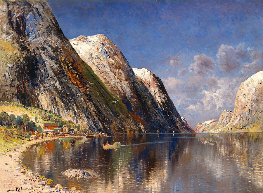 Vintage Painting - Drontheim Fjord #1 by Mountain Dreams
