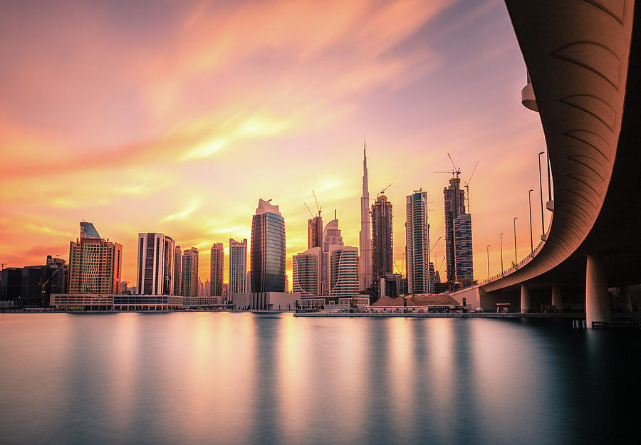 Dubai downtown at sunset Photograph by Alexey Stiop