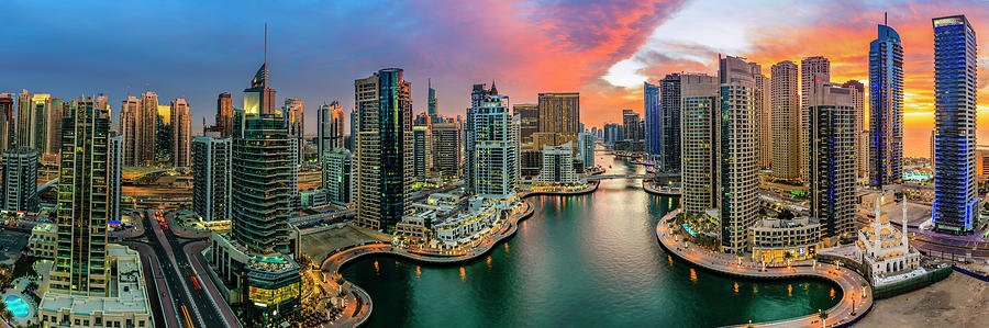 Dubai Marina Panorama Photograph by Alexey Stiop