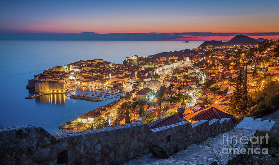 Dubrovnik Twilight Panorama #1 Photograph by JR Photography