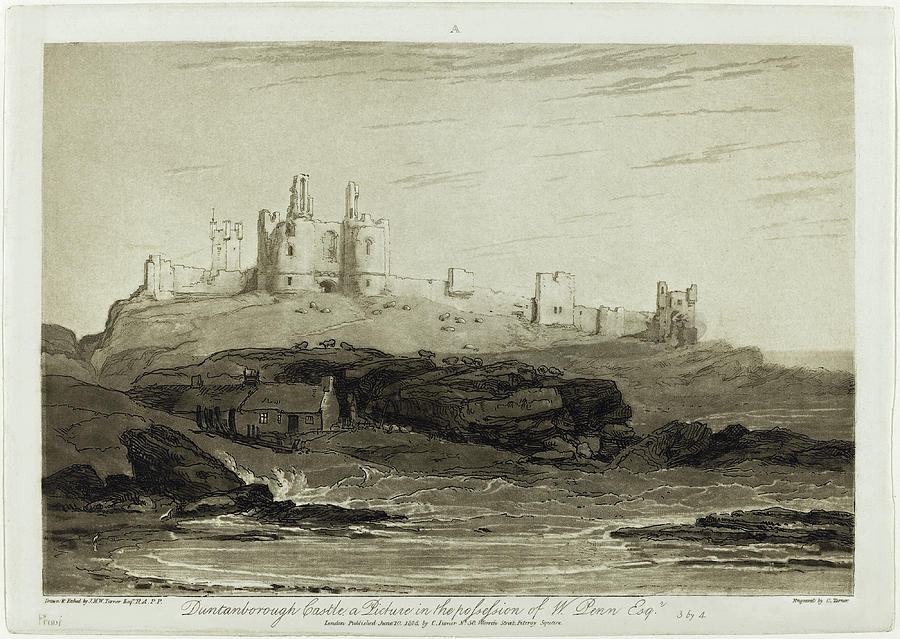 Dunstanborough Castle #1 Painting by Joseph Mallord William Turner and Charles Turner