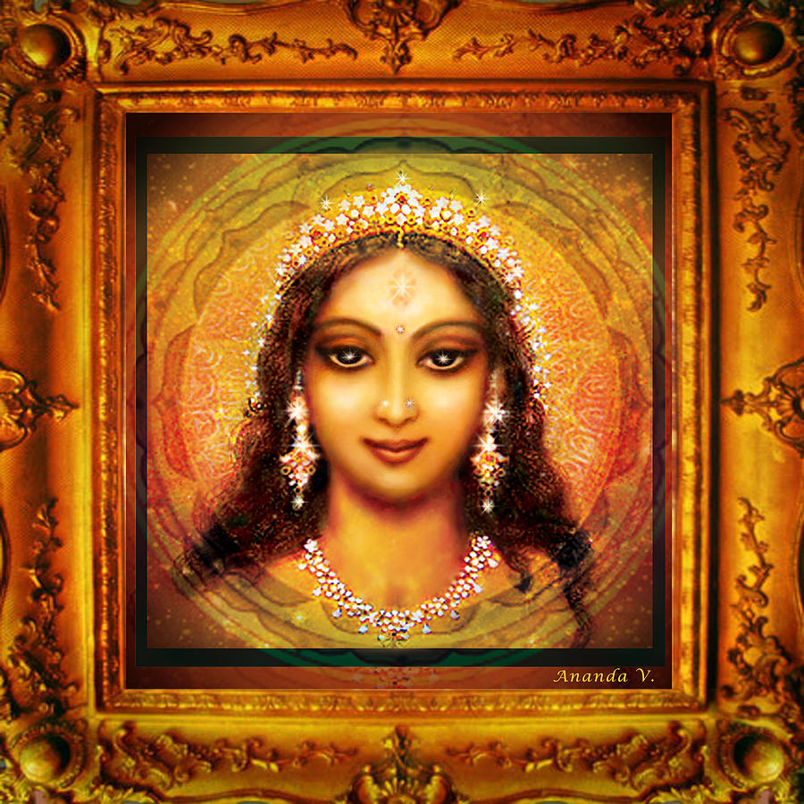 Vintage Mixed Media - Durga in the Sri Yantra  #1 by Ananda Vdovic