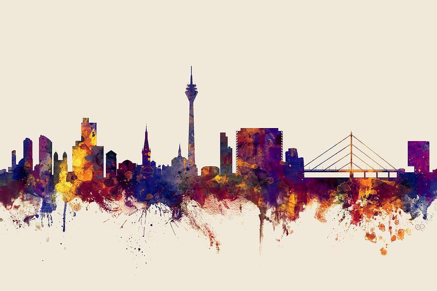 Dusseldorf Germany Skyline #1 Digital Art by Michael Tompsett