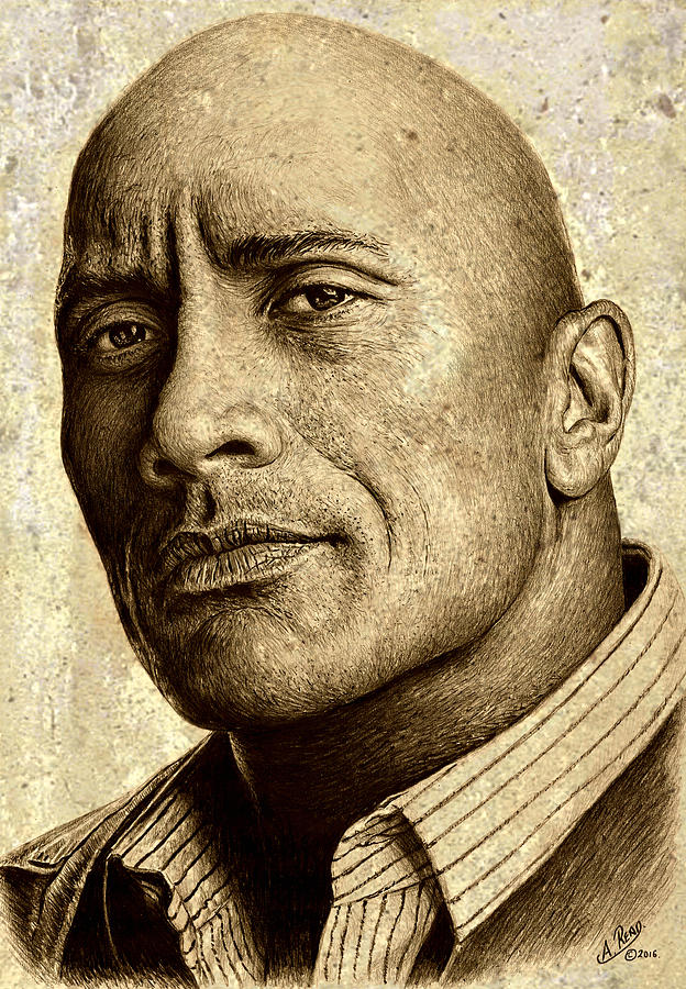 Dwayne The Rock Johnson #1 Drawing by Andrew Read