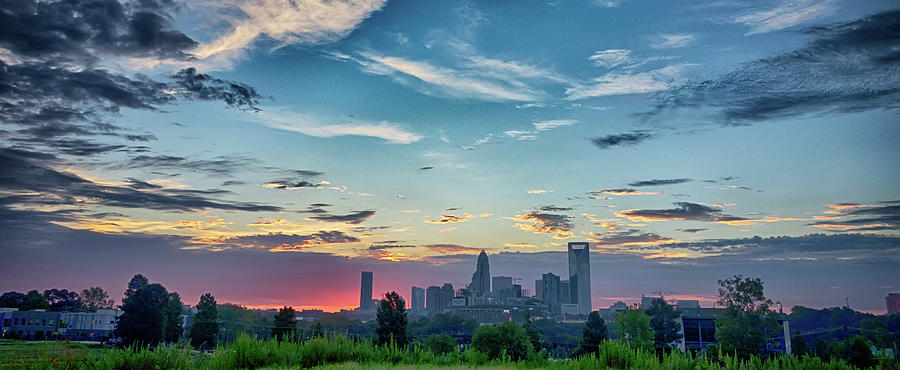 Early Morning Sunrise Over Charlotte North Carolina Skyline #1 Photograph by Alex Grichenko