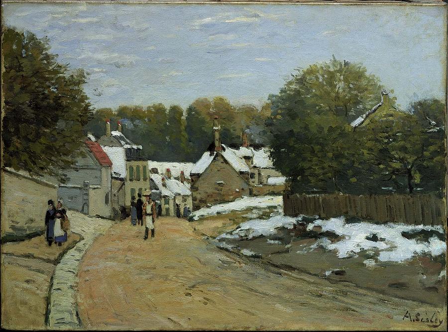Early Snow at Louveciennes #1 Painting by Alfred Sisley