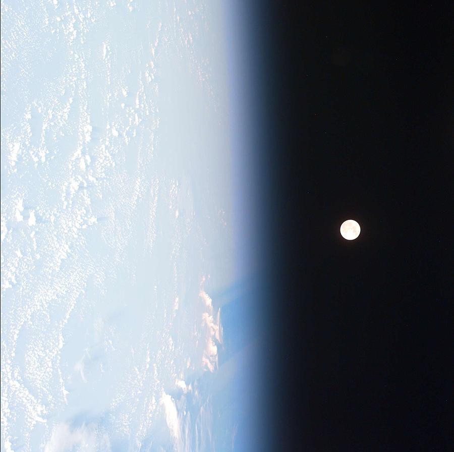 Earth and Moon from Space #1 Painting by Celestial Images