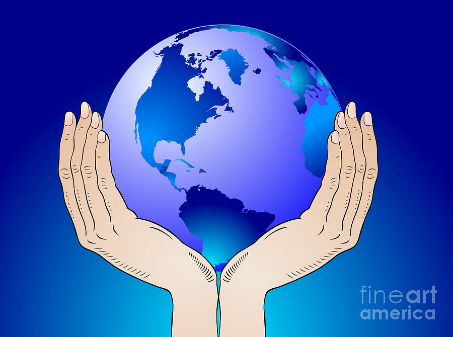 Earth In The Your Hands Digital Art