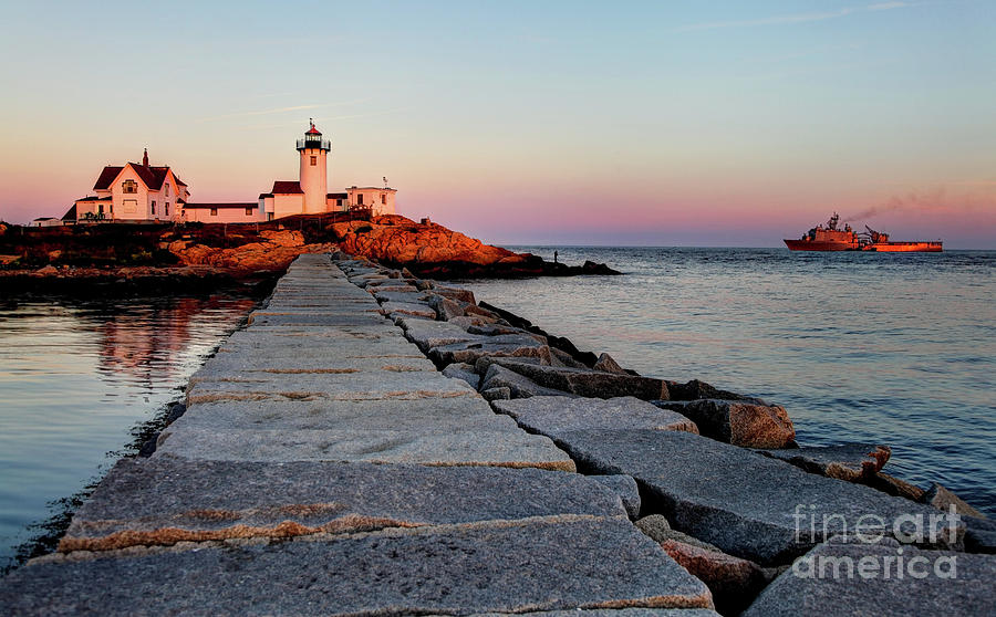 Eastern Point Lighthouse On The East Side Of The Gloucester Harbor