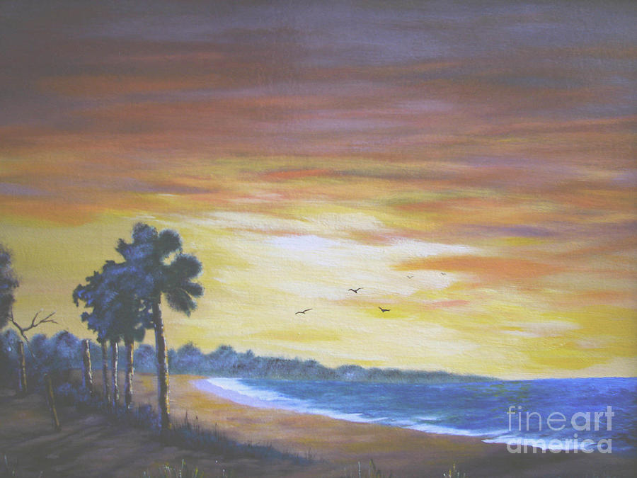 Edisto Sunrise Painting by Jerry Walker