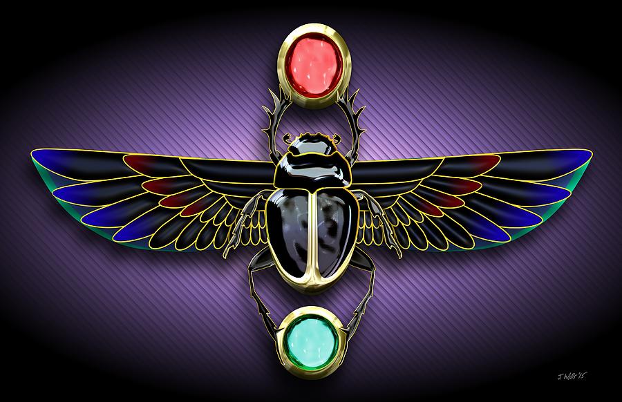 Egyptian Scarab Beetle #1 Digital Art by John Wills