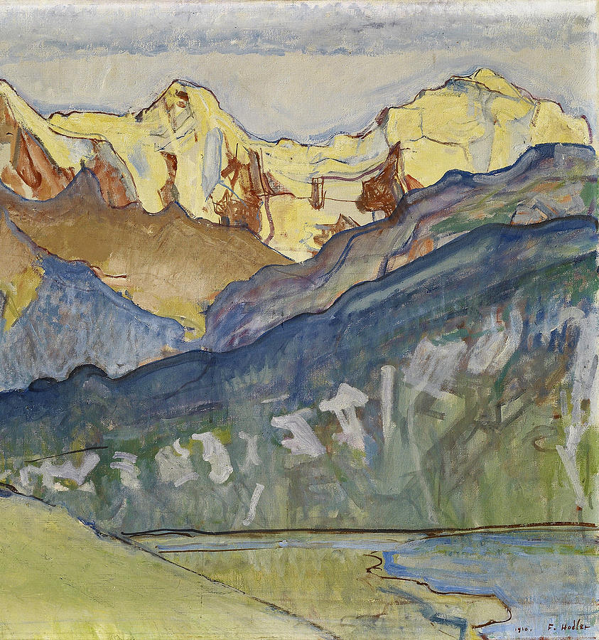 Eiger, Monch and Jungfrau from Beatenberg  #2 Painting by Ferdinand Hodler