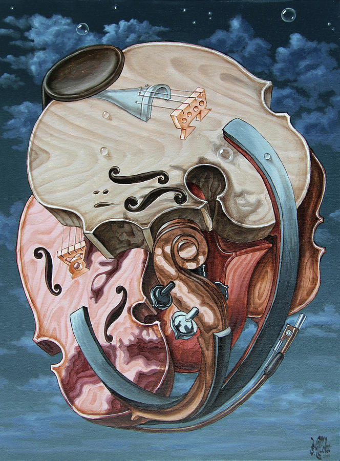 Einsteins Violin Painting by Victor Molev
