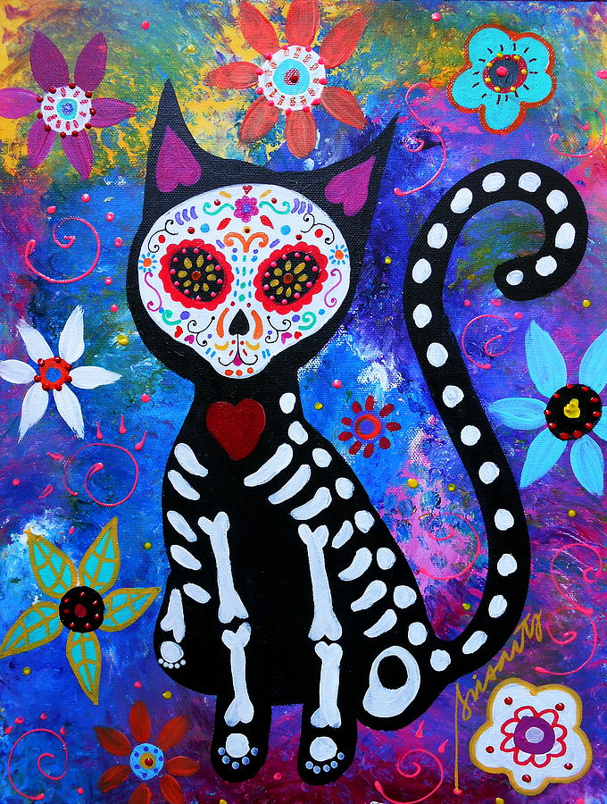 El Gato IIi Day Of The Dead #1 Painting by Pristine Cartera Turkus