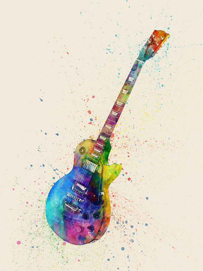 Electric Guitar Abstract Watercolor #1 Digital Art by Michael Tompsett