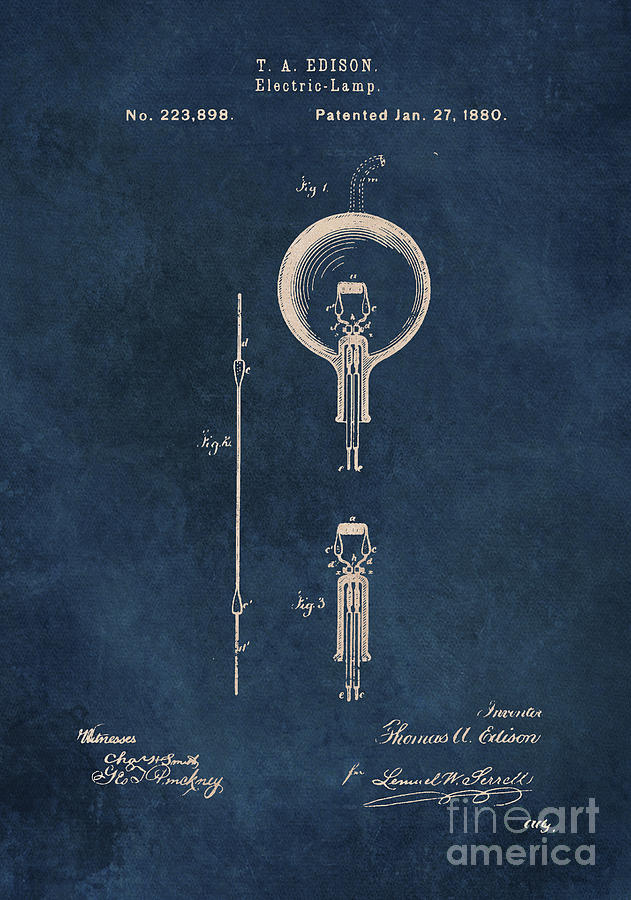 Electric lights Edison patent art #1 Digital Art by Justyna Jaszke JBJart
