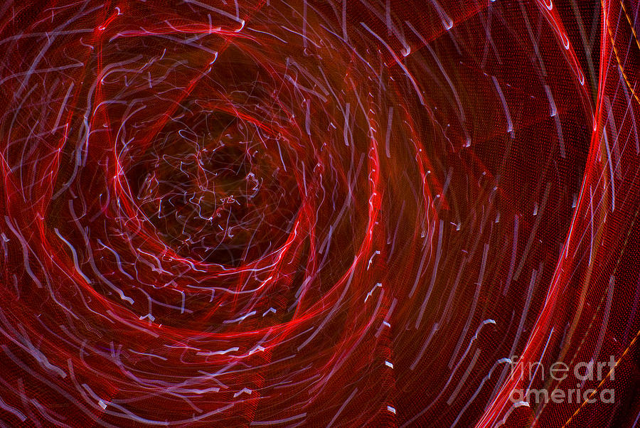 Electron Cloud -Red and white light in motion abstract #1 Photograph by Anthony Totah