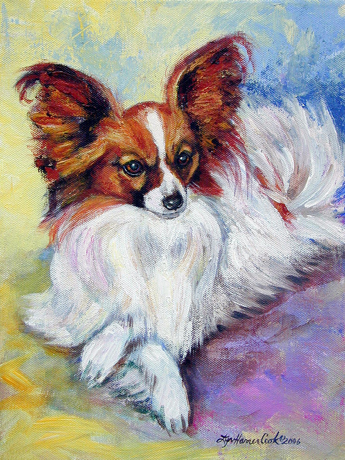Papillon Dog Original Oil Painting on Mini Canvas 5x5 Inches 