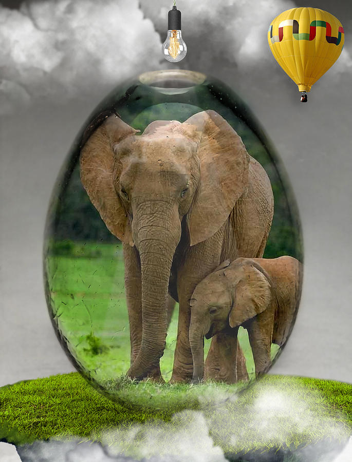 Elephant Art #1 Mixed Media by Marvin Blaine