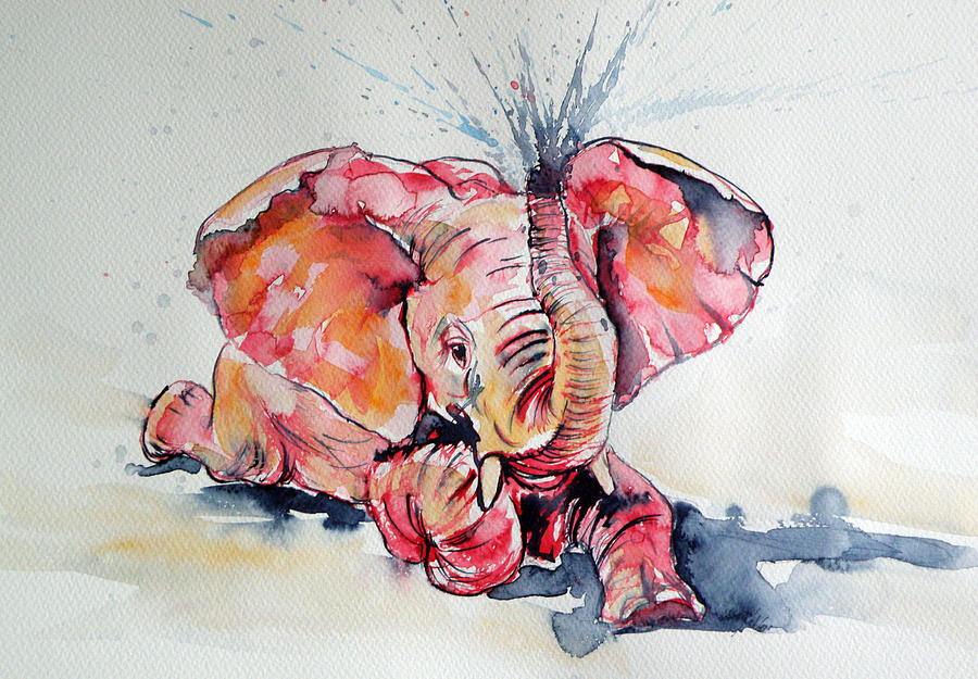 Elephant Painting - Elephant baby #2 by Kovacs Anna Brigitta