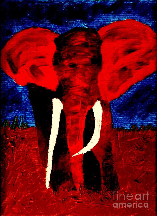 Elephant Bull Enraged 1 #1 Painting by Richard W Linford