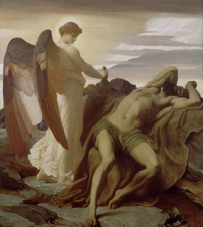Elijah in the Wilderness #3 Painting by Frederic Leighton