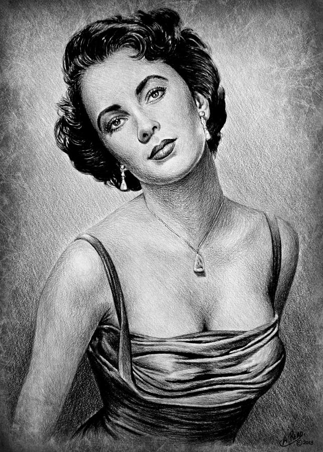 Elizabeth Taylor #2 Drawing by Andrew Read