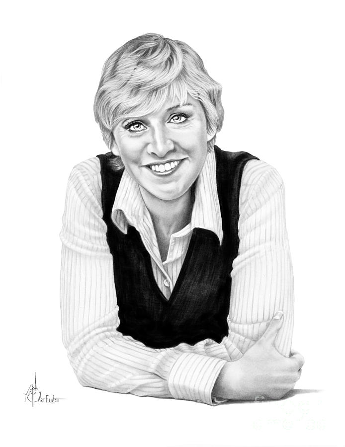 Portrait Drawing - Ellen DeGeneres #1 by Murphy Elliott