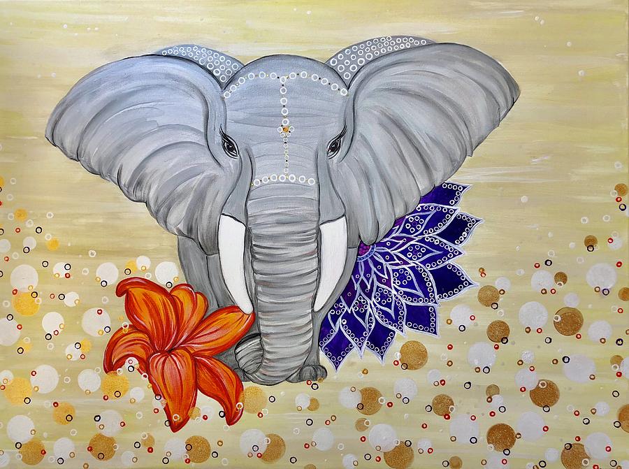 Elephant Painting - Ellie #2 by Art By Naturallic
