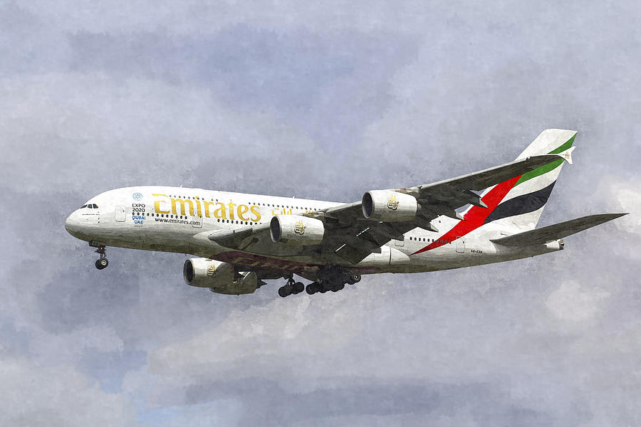 Jet Photograph - Emirates Airline A380 Art #1 by David Pyatt