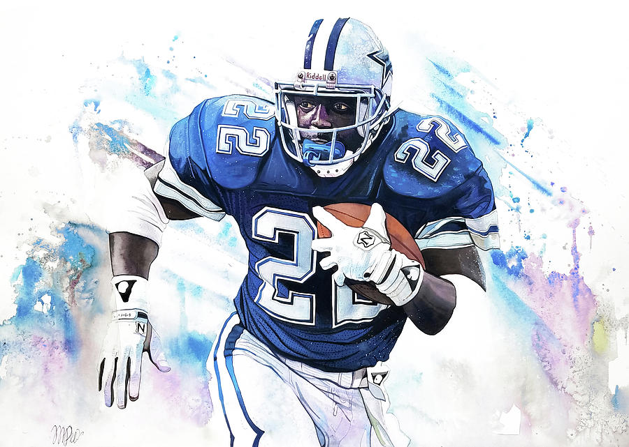 Emmitt Smith Painting - Emmitt Smith 90s Greats by Michael Pattison