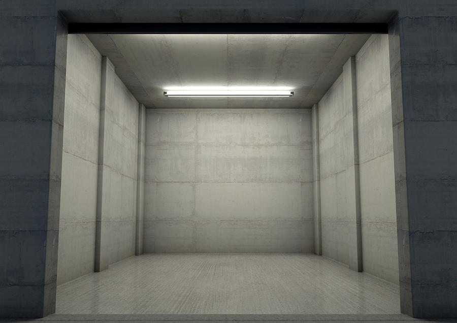 Garage Digital Art - Empty Single Garage Night 1 by Allan Swart Garage Digital Art - Empty Single Garage Night 1 by Allan Swart