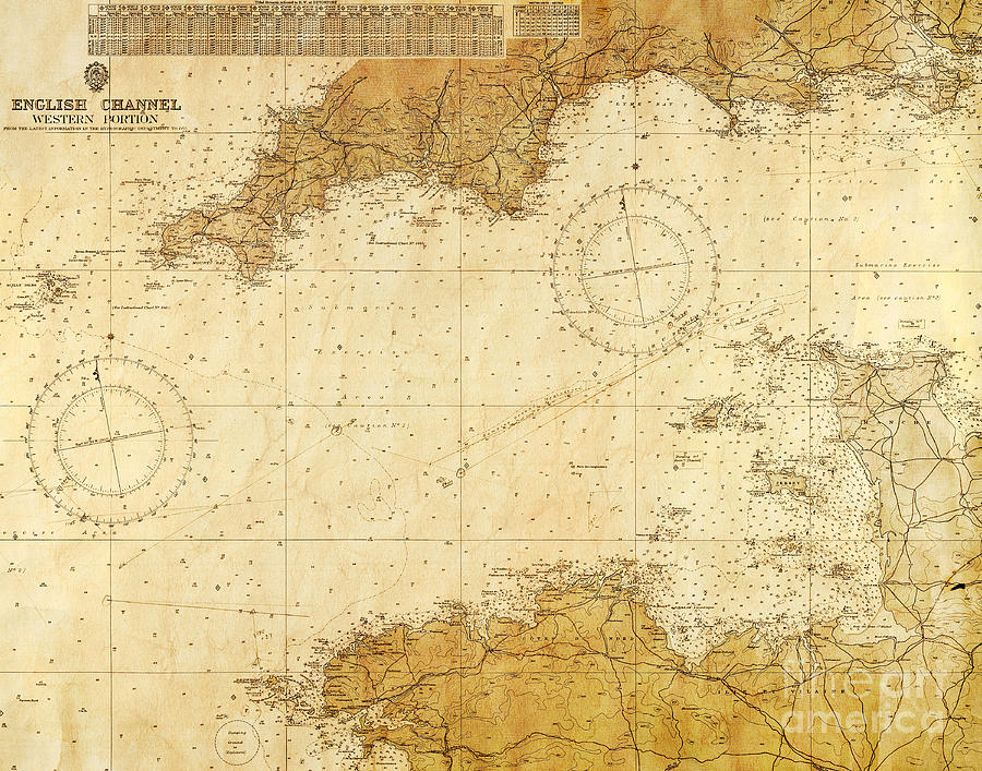 24x28 English Channel 1702 Vintage Style Sea Chart Map 